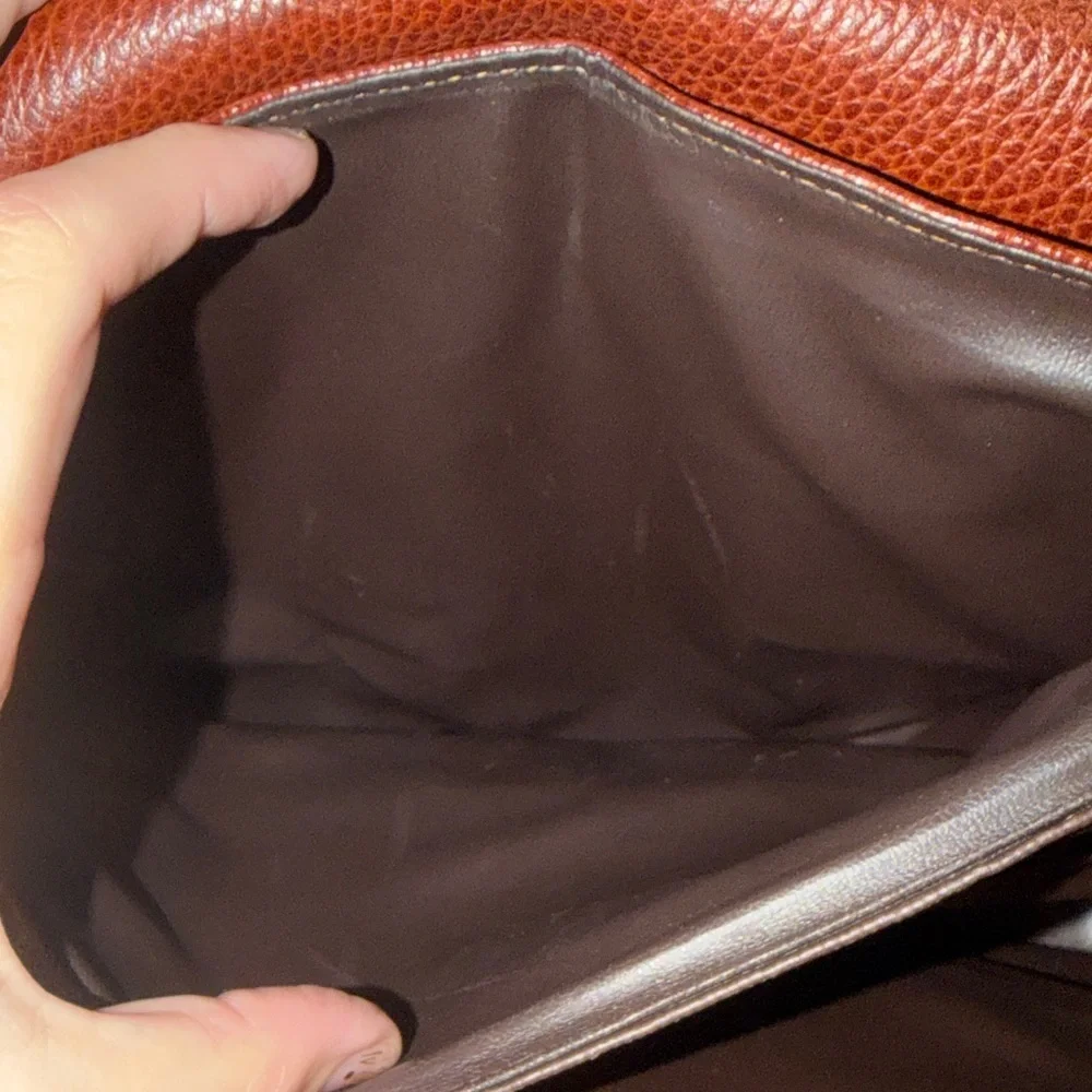 Lord & Taylor Vintage Rich Brown Leather Messenger Bag